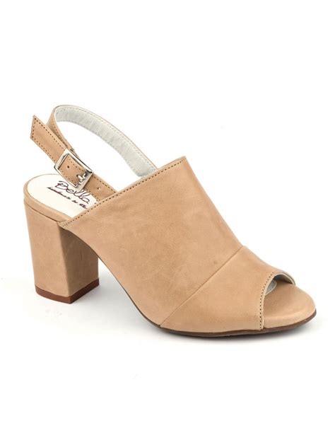 Sandalias tacón cuadrado piel lisa nude Blosson Bella B