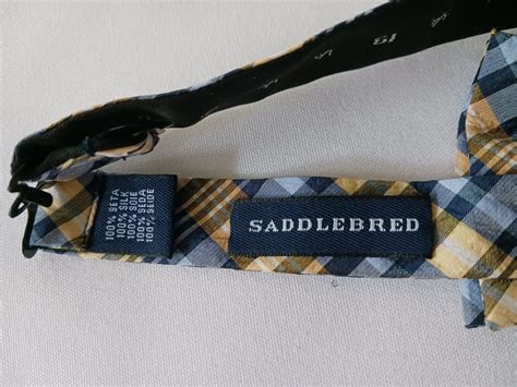 Saddlebred 100 Silk Bow Tie Adjustable 14 5 20 Blue Yellow Black