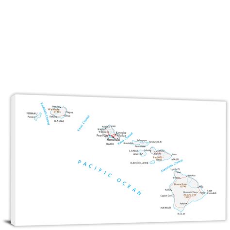 Hawaii Roads And Cities Map 2022 Canvas Wrap