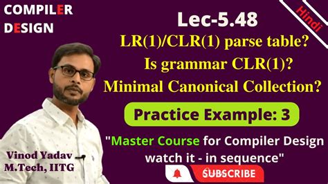 L5 48 CLR 1 Parser CLR Parsing Table LR 1 Items In Compiler