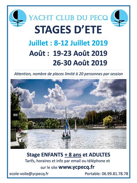 Affiche Stages Ete Yacht Club Du Pecq