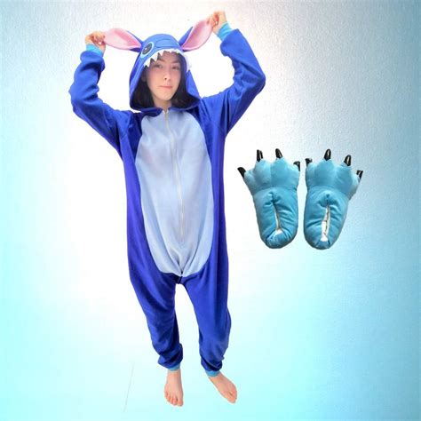 Kit Pijama Kigurumi Lilo Stitch Azul Pantufa Amazon Br Moda