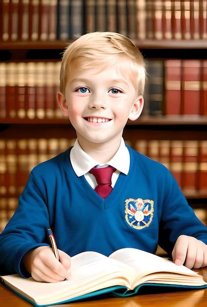 Premium AI Image Boy Of Years Old Russian Blonde At School