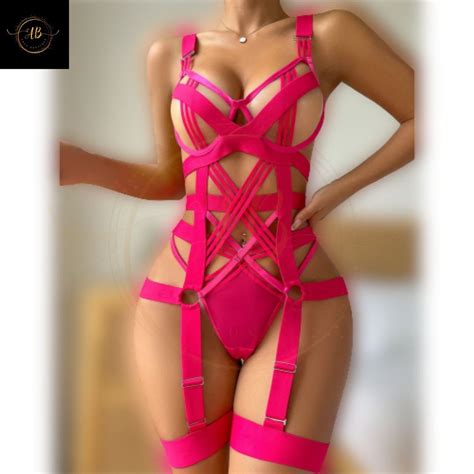 One Piece Body Suit Cosplay Lingerie Set Women Bandage Bra Dress Lingerie Bandage Lace Bodysuit