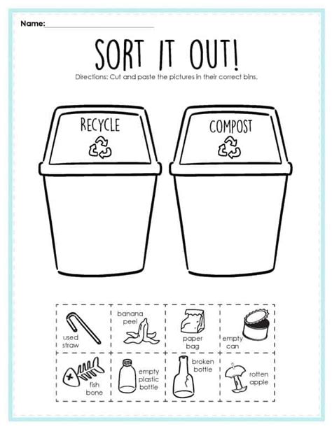 Printable Recycling Sorting Activity Worksheet - Printable Word Searches