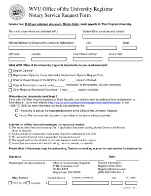 Fillable Online Registrar Wvu Wvu Office Of The University Registrar