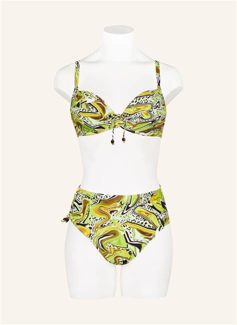 Primadonna D Od Bikini Z Wysokim Stanem Jaguarau Z Ozdobnymi Pere Kami Kolor Jasnozielony