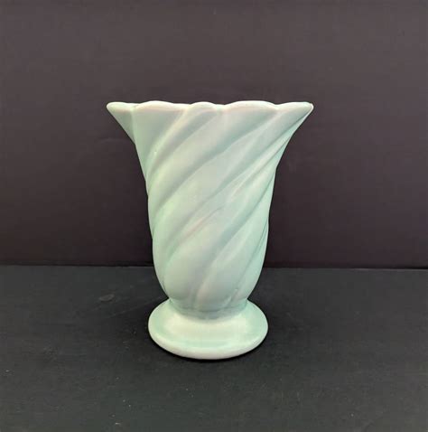 Vintage Shawnee Pottery Vase Blue Twist 6 Turquoise Etsy