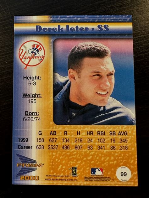 Derek Jeter Pacific Prism Holo Foil Refractor Yankees Hof Ebay