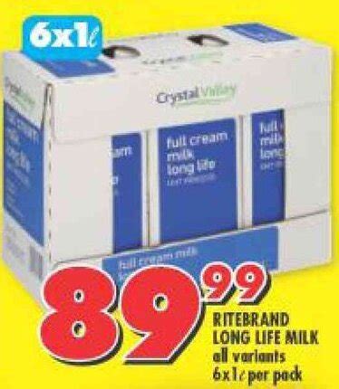 RITEBRAND LONG LIFE MILK All Variants 6x1L Per Pack Offer At Shoprite