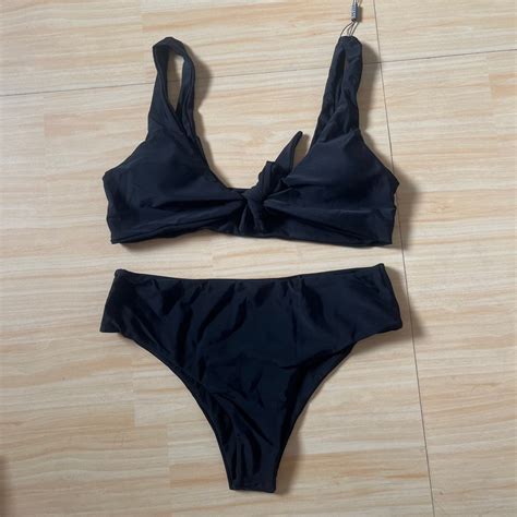Black Tie High Waist Two Piece Bikini On Carousell