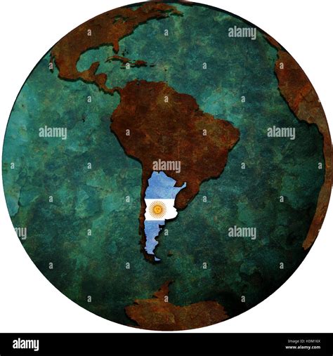 Bandera De Argentina En El Mapa Del Globo Terrestre Fotografía De Stock Alamy