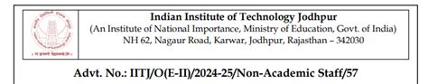 Iit Jodhpur Recruitment 2024 Non Teaching Posts 07 05 2024 Last Date