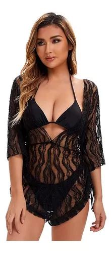 Traje De Ba O Para Mujer Sexy Bikini Con Abrigo Piezas Meses Sin Inter S