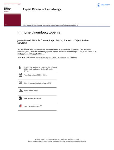 Pdf Immune Thrombocytopenia