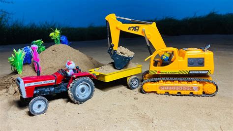 Toy Jcb Backhoe Dx Fully Loading Sand Mini Massey Ferguson Tractor