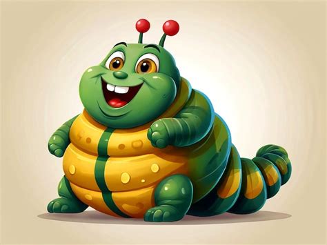 Premium Vector | Vector The happy fat caterpillar is gesturing ...