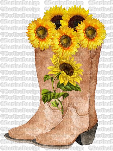 Cowgirl Boots Sunflower Cowgirl Boots Sublimation Etsy