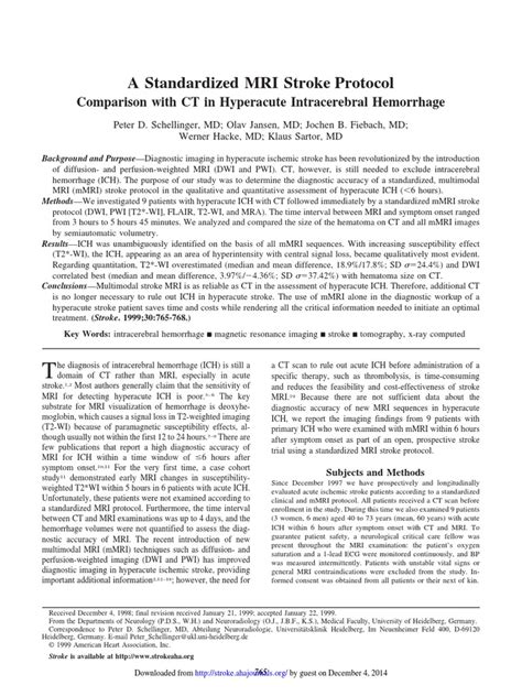 A Standardized MRI Stroke Protocol PDF | PDF | Magnetic Resonance ...