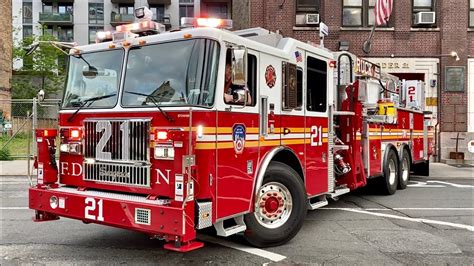 BRAND NEW 95 FOOTER FDNY Tower Ladder 21 Responding On Its First