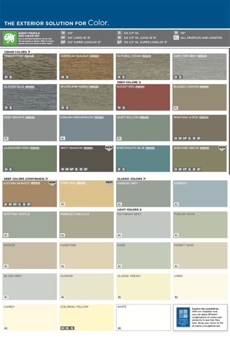 Vinyl Siding Color Chart Samples