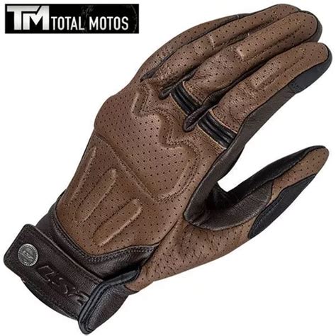 Guantes Moto Premium Ls2 Rust 100 Cuero Cafe Negro Touch