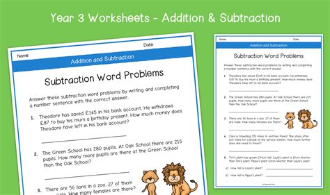 Year Subtraction Word Problems Worksheets Ks Subtraction