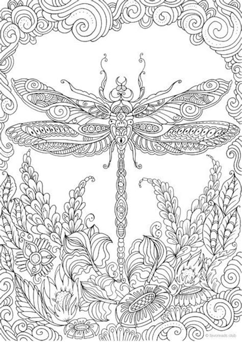 Dragonfly Printable Adult Coloring Page From Favoreads Etsy