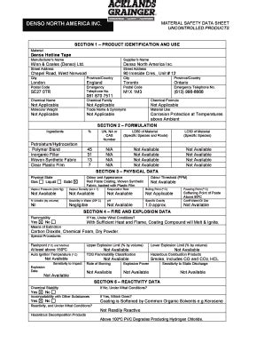 Fillable Online Msds Agi Denso North America Inc Material Safety Data