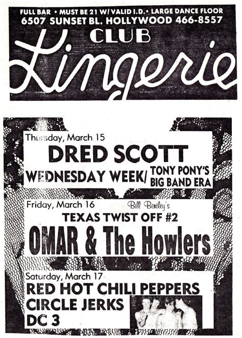 March 17 1984 Club Lingerie Los Angeles CA RHCP Live Archive