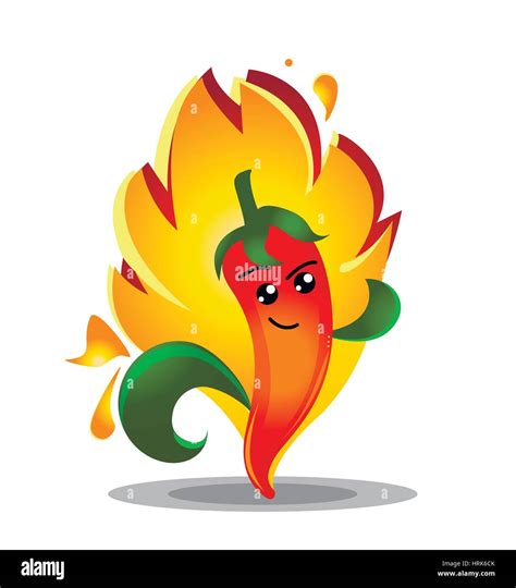 Cartoon Hot Chili Pepper In Fire Stock Vector Image Art Alamy