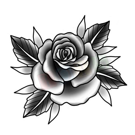 Rose Black And Grey Temporary Tattoo Etsy Black And Grey Rose Tattoo