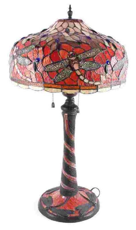 Stained Art Glass Dragonfly Tiffany Style Lamp