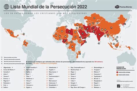 Se dio a conocer un mapa con los 50 países donde los cristianos sufren