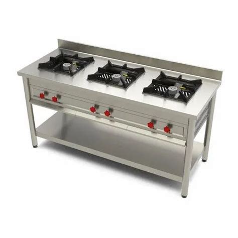 Global Kitchen Three Burner Stainless Steel Commercial Gas Stove At