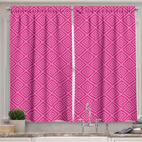 Ambesonne Hot Pink Kitchen Curtains Squares Classical Tile 55 X45 Pink Hot Pink Walmart