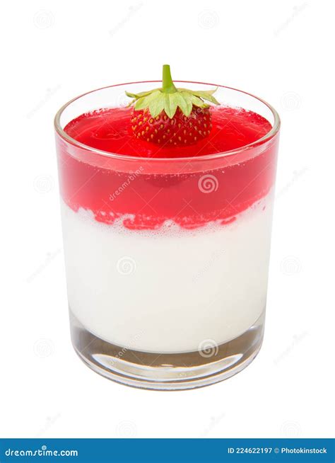 Gelatina De Fresa En Un Vaso Aislado En Un Fondo Blanco Cerrar Imagen