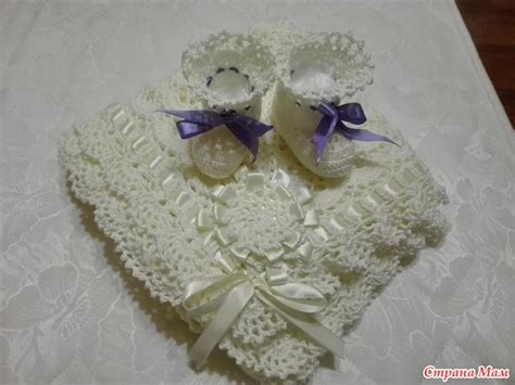 Комплект на выписку для девочки ( плед, пинетки, чепчик) - Вязание ...