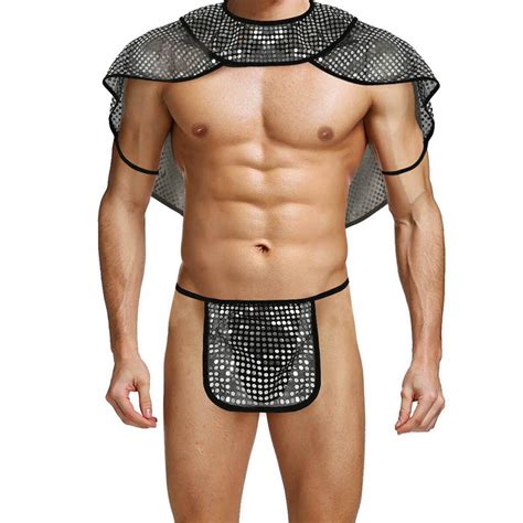 Mens Lingerie Panel Faux Leather Low Rise Metal Studded Kilt Novelty