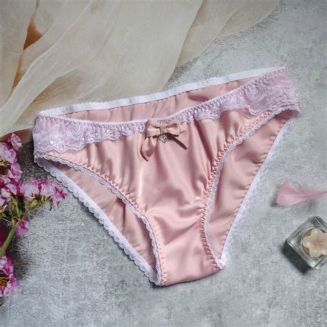 Pink Silk Briefs Silk Bikini Lace Trim Satin Panties Sissy Etsy
