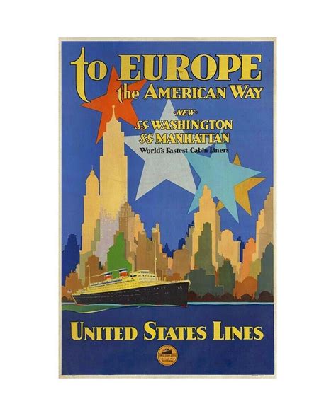 Home Decor For Less United States Lines Retro Travel Ads Posters Ebay