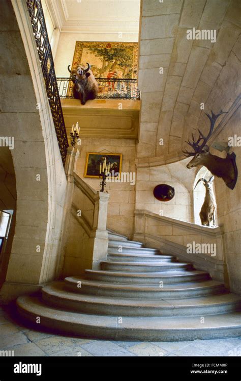 Paris France Interior Old Stairway In Hunting Museum Stock Photo Alamy