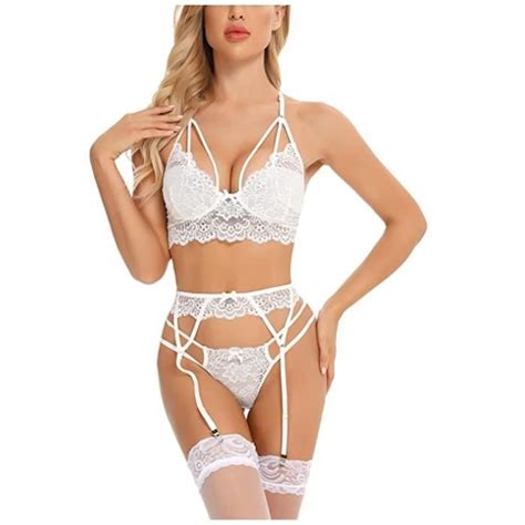 Ensemble De Lingerie Pour Femmes Avec Porte Jarretelles Soutien Gorge Sexy Et Culotte En