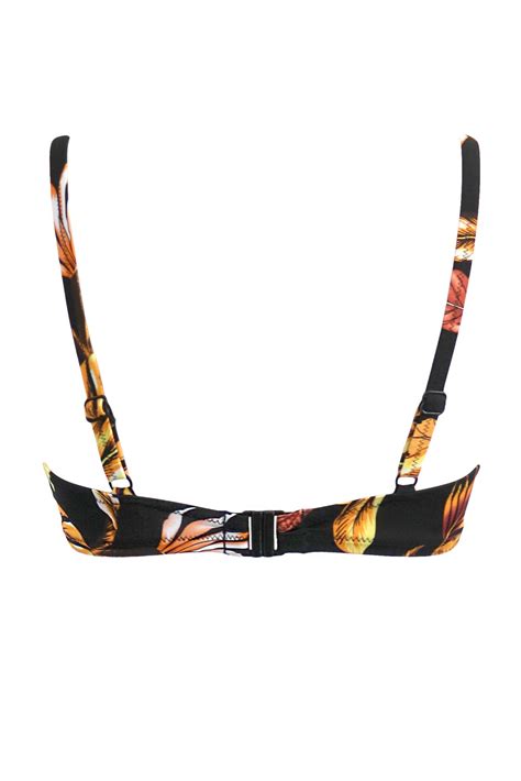 Paradiso Lightly Padded Underwired Front Tie Bikini Top In Black Pour Moi