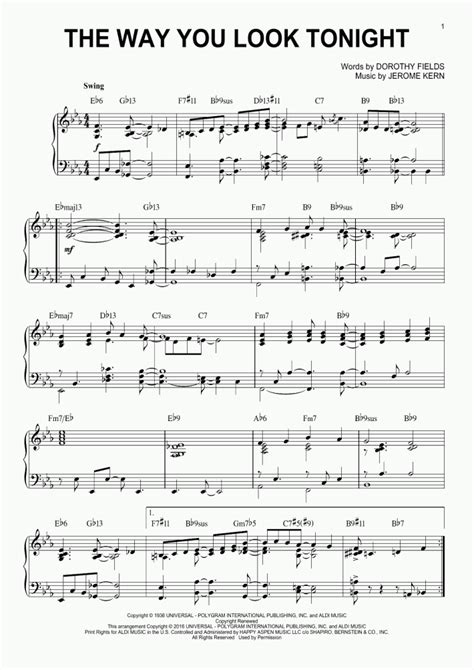 The Way You Look Tonight Piano Sheet Music