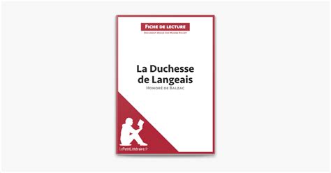 La Duchesse De Langeais D Honor De Balzac Fiche De Lecture On Apple