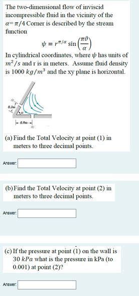 Solved The Two Dimensional Flow Of Inviscid Incompressible Chegg