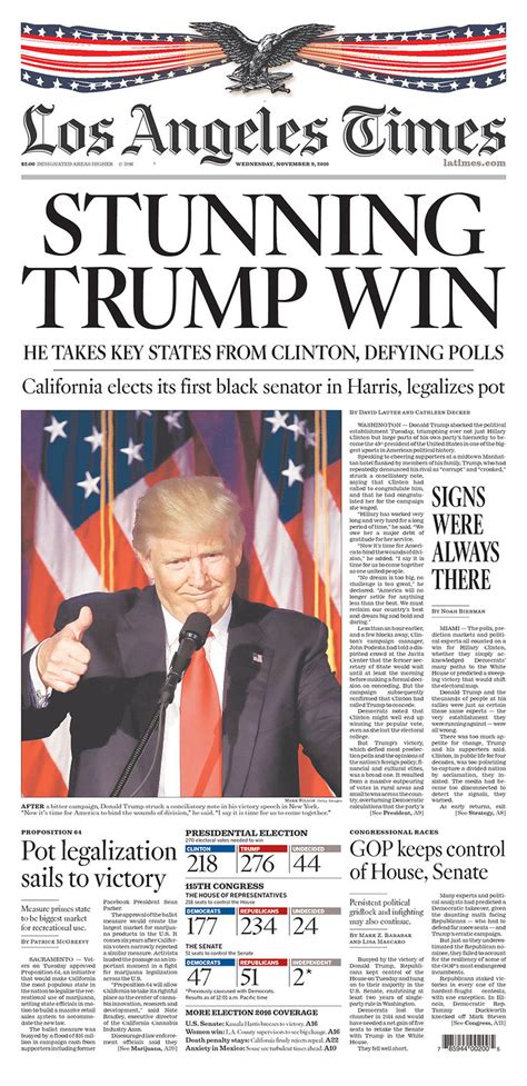 What front pages of US newspapers look like the morning after Donald