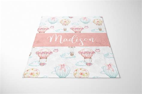 Hot Air Balloon Baby Blanket Personalized Baby Girl Blanket Etsy