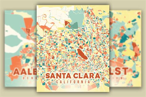 Santa Clara Colorful Map Graphic by Poster Boutique · Creative Fabrica